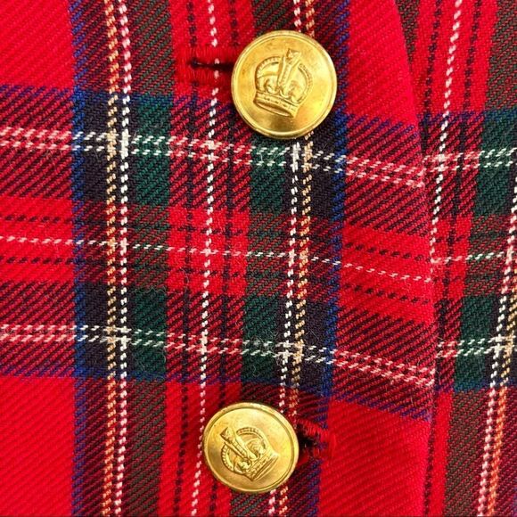 Vintage 80’s David Brooks Red Plaid Two Piece Shorts & Vest Set 8 - Picture 6 of 11